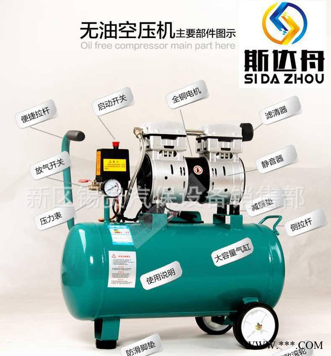 上海熊猫原装1100W40升大功率无油静音空压机 气泵 医用压缩机