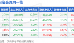 股票行情快报：美力科技（300611）11月22日主力资金净卖出960.10万元