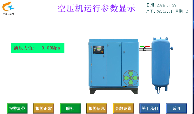 空压机实现断油保护显示压力异常后